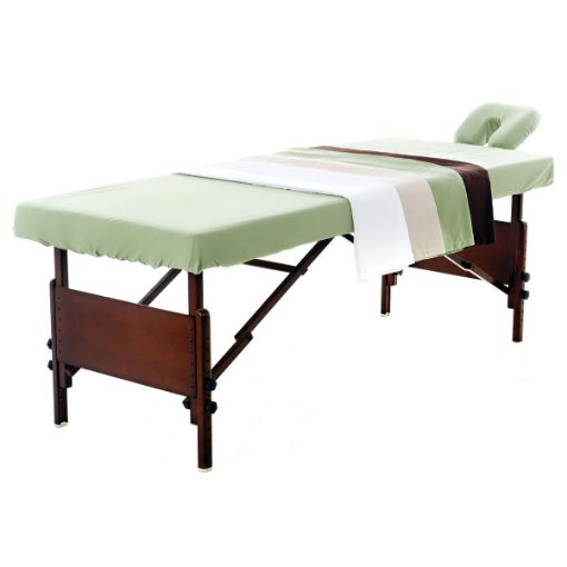 Picture of Twill Microfiber Massage Table Sets with Flat Sheet Fitted Sheet and Face Cradle Covers